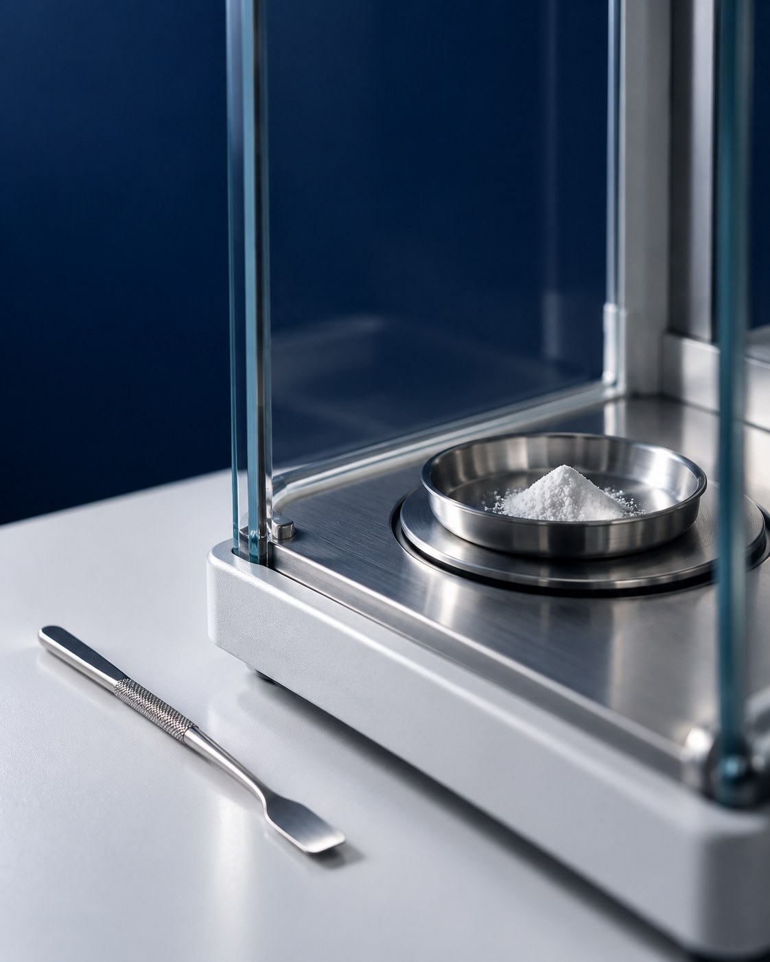 Precision balance weighing mineral powder